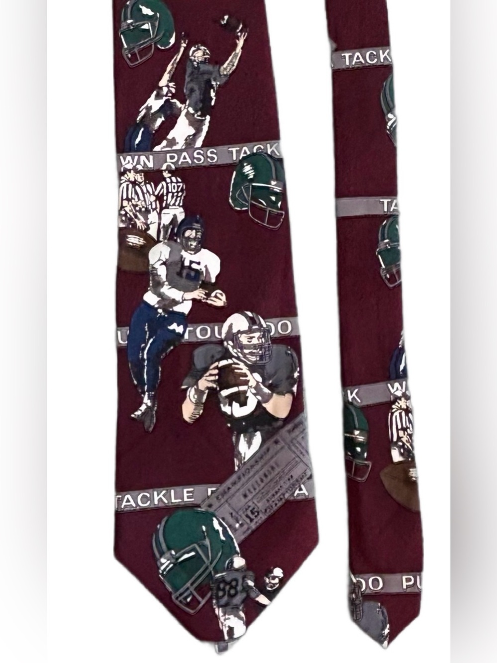 AMERICAN SORTS With Football Players  Maroon & Other Colors Polyester Tie